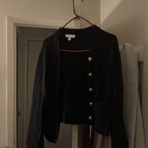 Elegant Black Blazer with Gold Accents